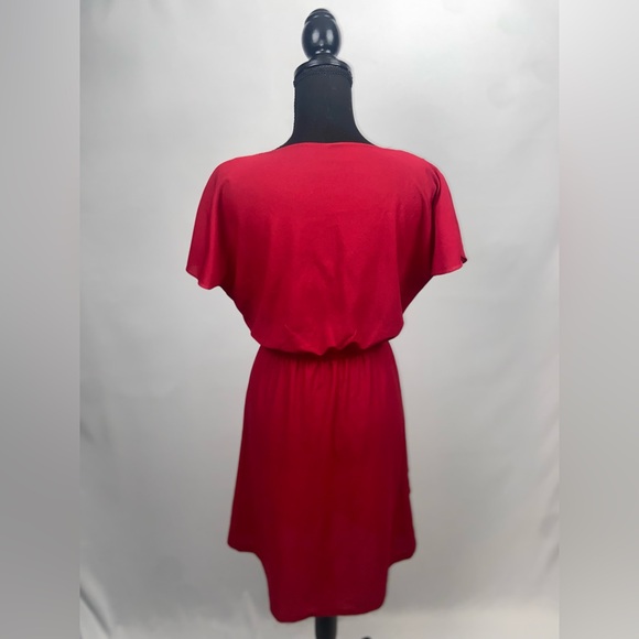 Burgundy Dress Handmade with Ruffle Elastic Waistband Short Sleeve - Picture 7 of 8